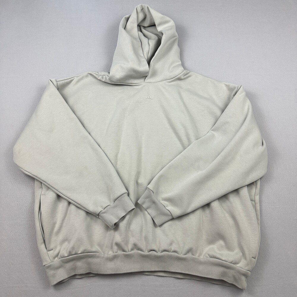 Adidas Hoodie Men 2XL Green Trefoil Pullover Sweatshirt Heavyweight Oversized *